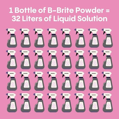 One canister of B-Brite 3 in 1 Cleaner makes up to 32 litres of solution