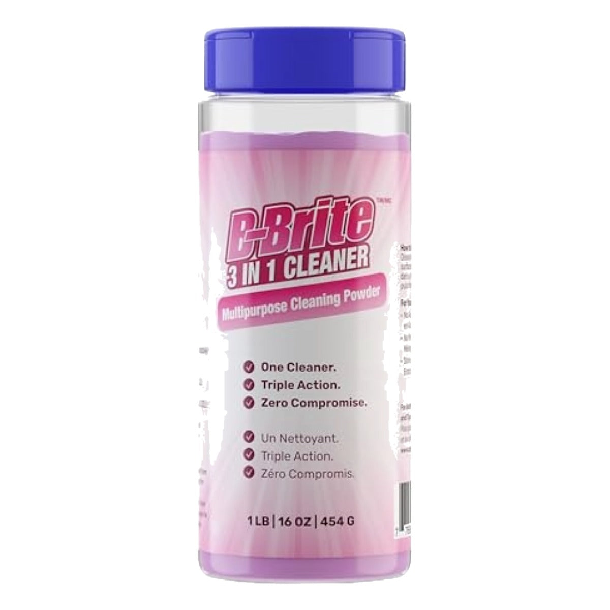 B-Brite 3 in 1 Cleaner 454 g canister, front