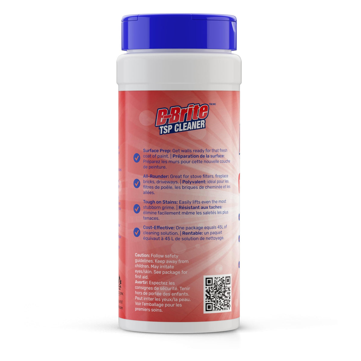 B-Brite TSP Cleaner canister, side with directions